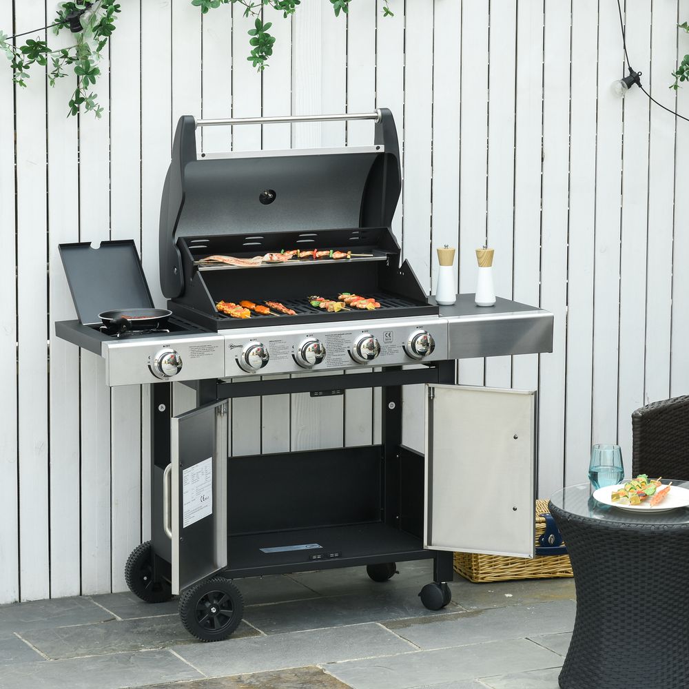 Premium Outdoor Gas BBQ Grill | 4+1 Burner Stainless Steel | 128x50x113cm | High-Quality and Durable