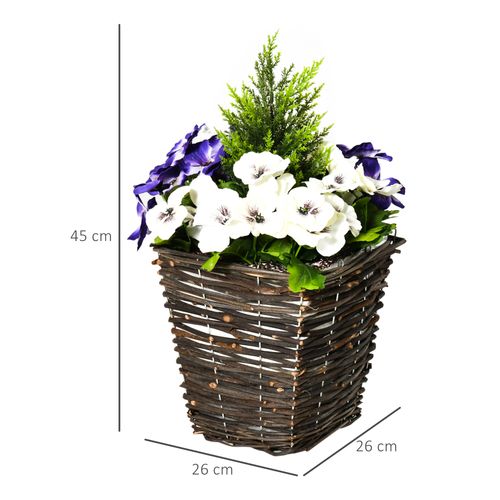 Outsunny 2 PCs Artificial Phalaenopsis Fake Flower Plant w/ Straw Plaiting Pot