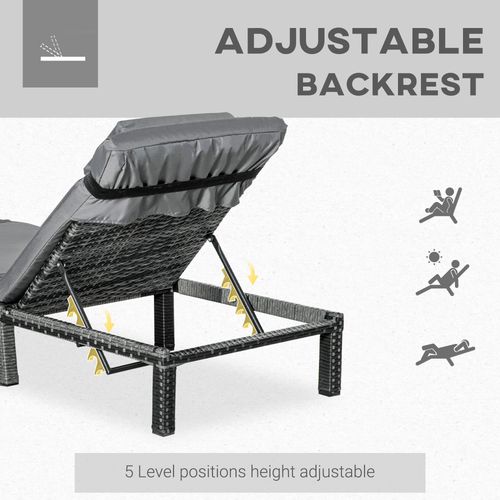 Garden Outdoor Rattan Furniture Patio Sun Lounger Recliner , Grey