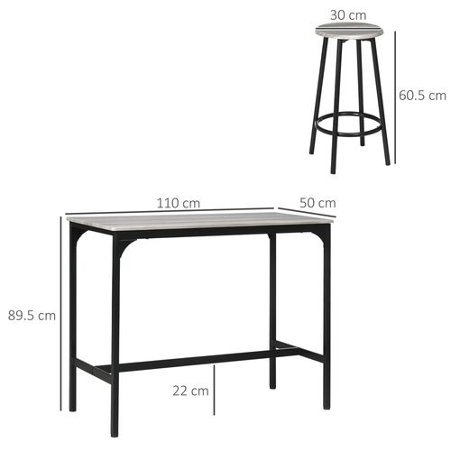 HOMCOM 5 Piece Bar Table and Stools Set with Metal Frame