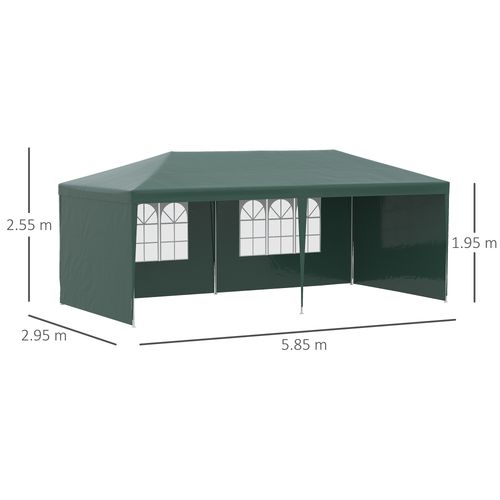 Outsunny 6m x 3m Garden Gazebo Marquee Canopy Party Tent Canopy Patio Green