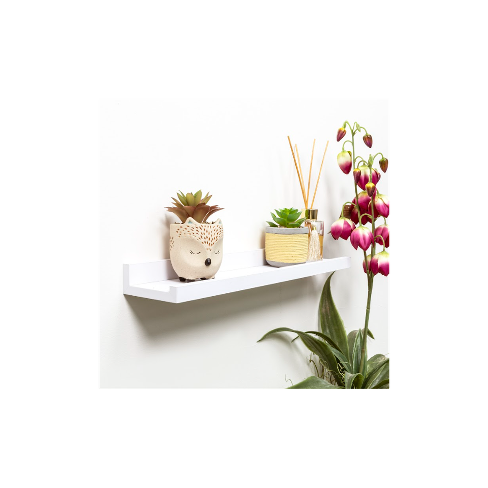 Premium Single Photo Floating Shelf Set - High-Quality White Wall Décor - 48cm - CHELF