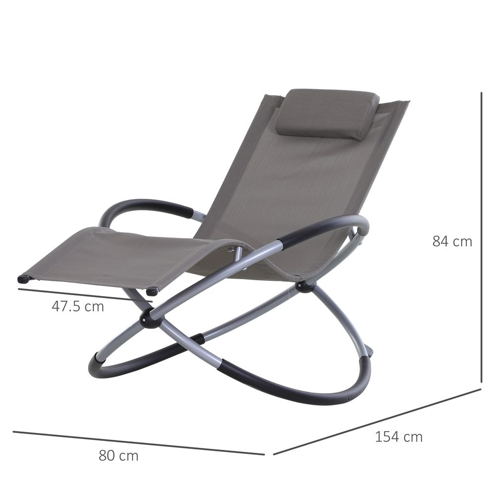 Outdoor Orbital Lounger Zero Gravity Chaise Foldable Rocking Chair & Pillow Rock