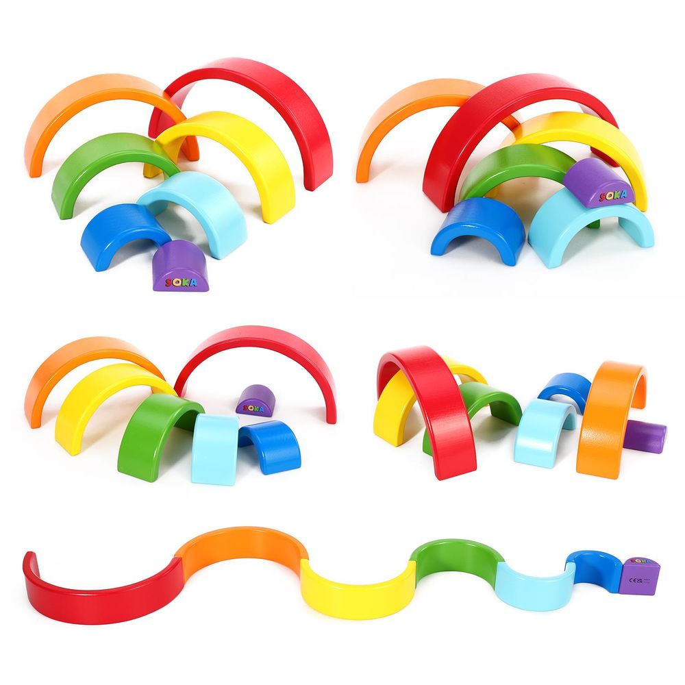 SOKA Rainbow Stacker 7pcs - FUN EDUCATIONAL TOY - Develops motor skills, inspires creativity - Ideal gift for Boys and Girls - Ages 3+.