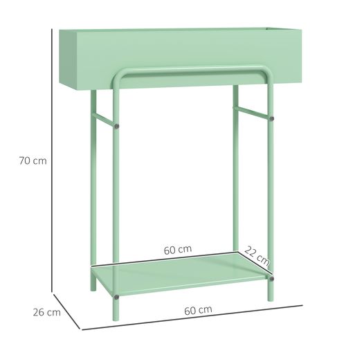 Outsunny 2 Tier Plant Stand, Metal Plant Rack with Drain Holes, Green