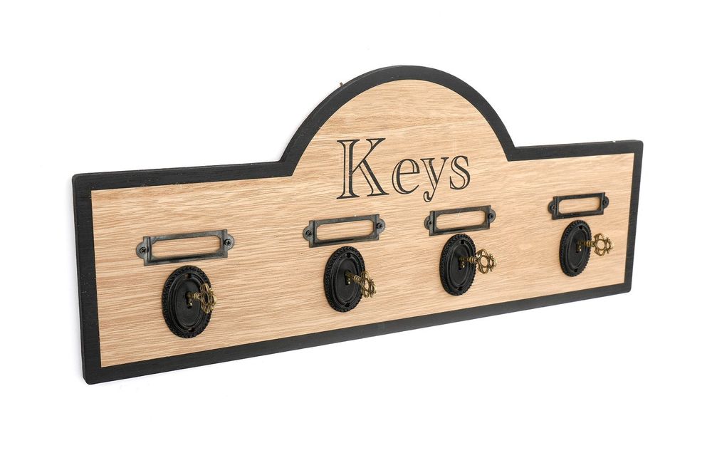 Premium Wooden Board w/ 4 Key Design Hooks