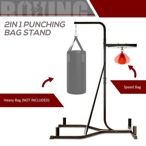 HOMCOM Free-Standing Speed Bag Platform, Adjustable Boxing Punch Bag, Black