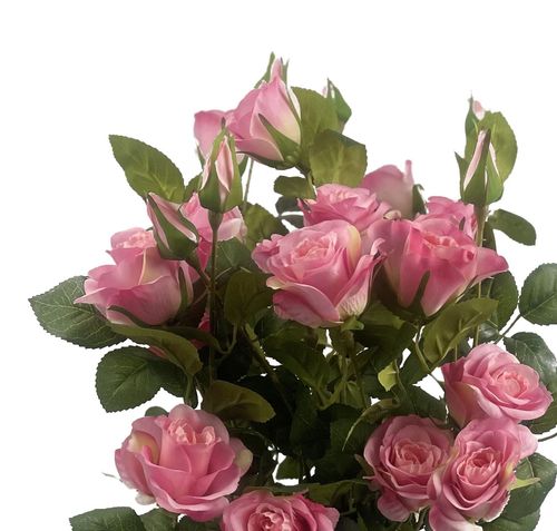 60cm  Rose Bush Premium Pink Silk Flowers and Leaves