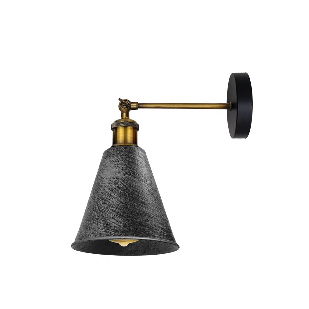 Vintage Industrial Brushed Silver Wall Sconce - Metal Wall Light - Long Arm Neck Mount - Easy Fit - High Quality