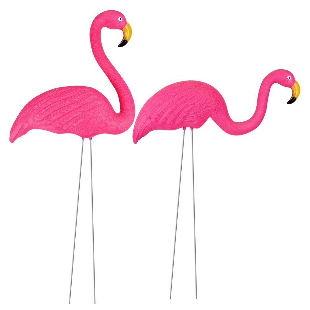 ASAB Pink Flamingo Garden Ornament Pack Of 2 - High Quality, Weather Resistant, Easy Assembly - Perfect Yard Art