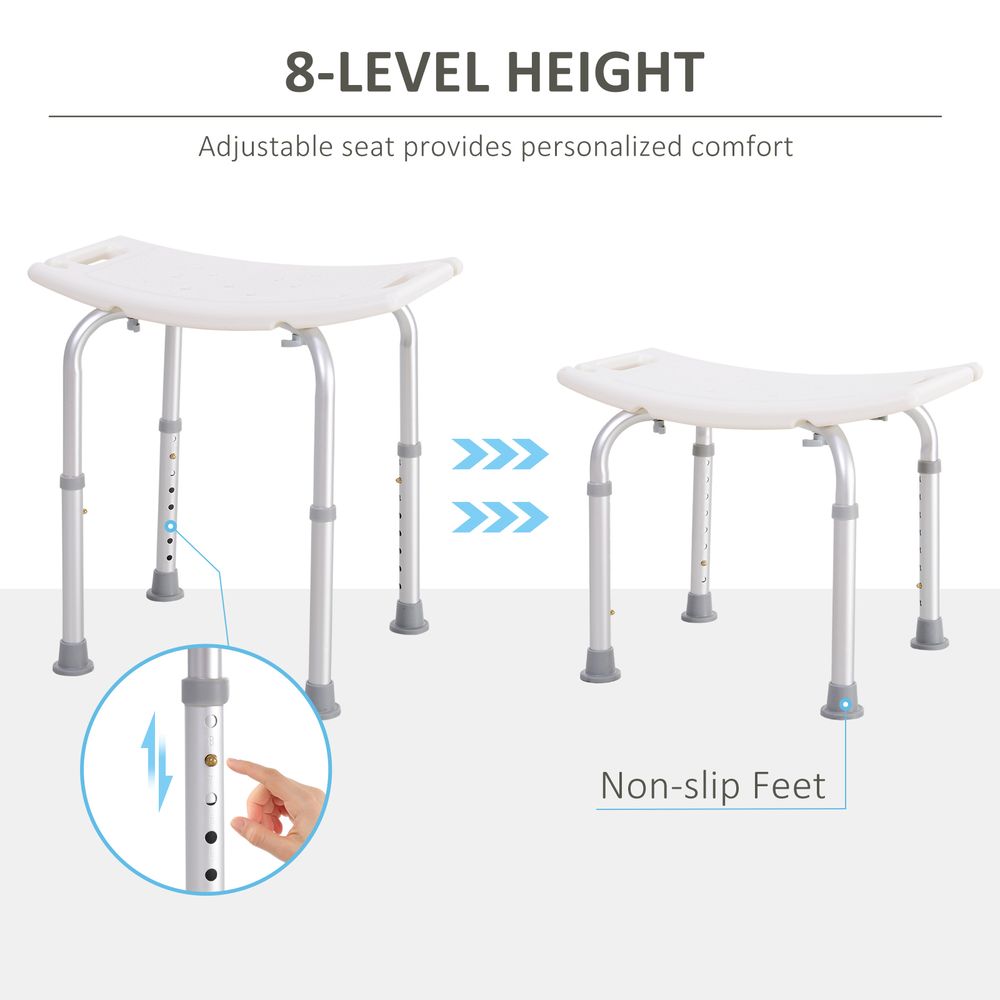 HOMCOM Portable Non-Slip Adjustable Shower and Bath Stool Bench Aluminum Frame
