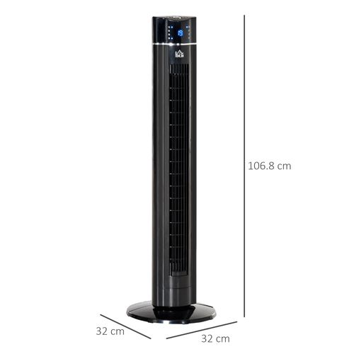 Tower Fan Cooling 3 Speed, 8h Timer, Oscillating, LED Panel, Black w/ RC