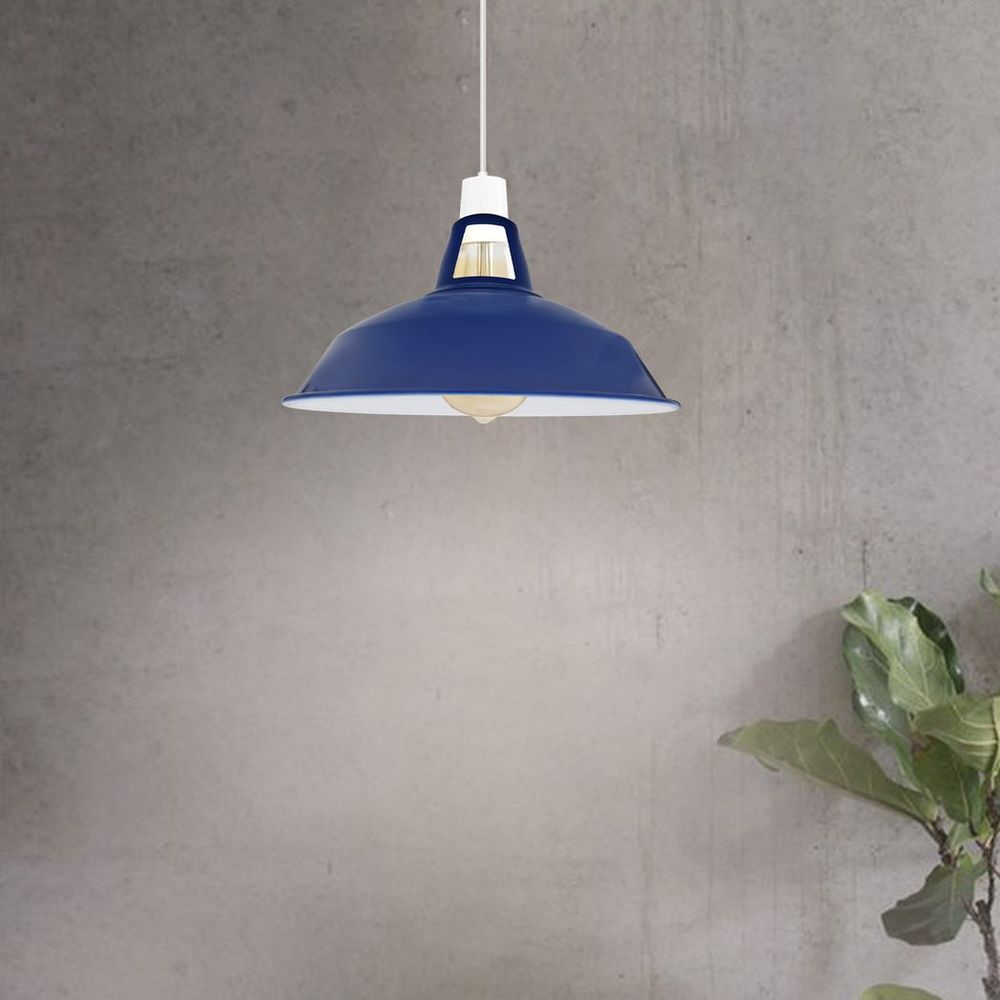 Navy Blue Metal Lamp Shades in a Vintage Retro Style Antique Shades
