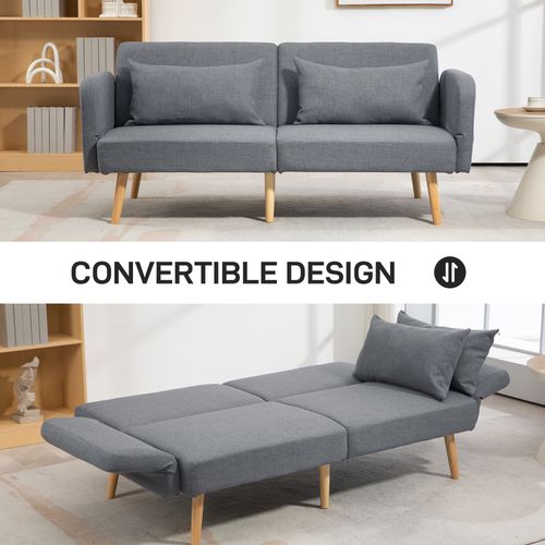 HOMCOM Convertible Sofa Bed Settee with Cushions, Adjustable Backrest