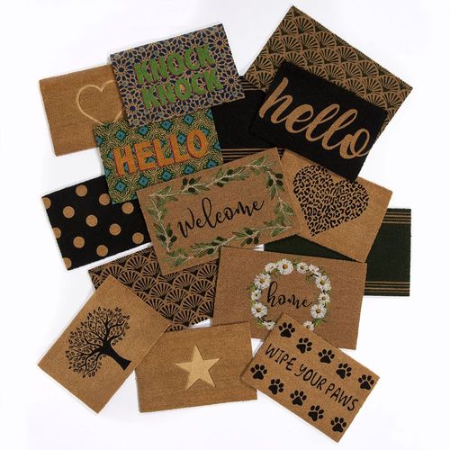 Astley Scallop Deco Latex Backed Coir 45x75cm Black Doormat