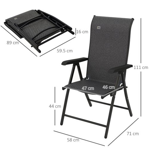 Outsunny Set of 4 Outdoor Rattan Folding Chair Set w/ Adjustable Backrest Grey