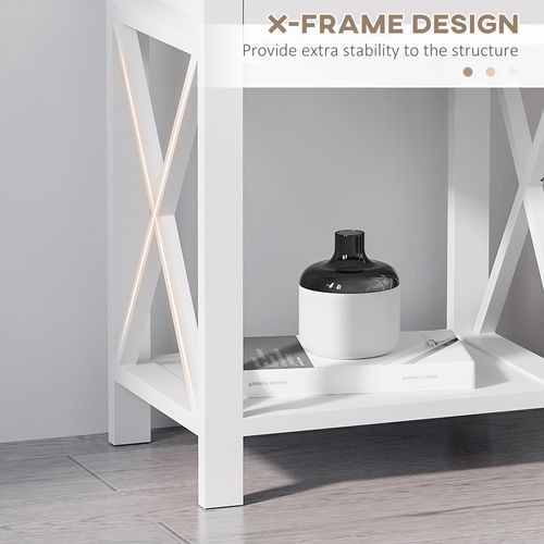 HOMCOM 55cm End Side Table w/ Drawer Shelf Stand Home Storage Furniture