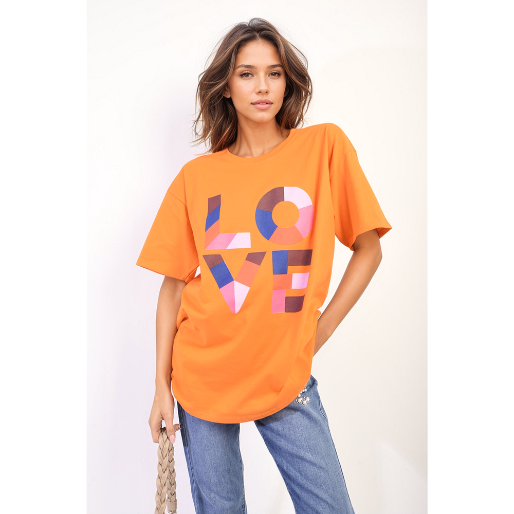 Oversized Love Slogan Print Top - Spread Love and Style!