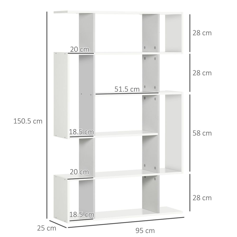 Premium 5-Tier Bookshelf: Stylish Modern Bookcase w/ 13 Open Shelves, White