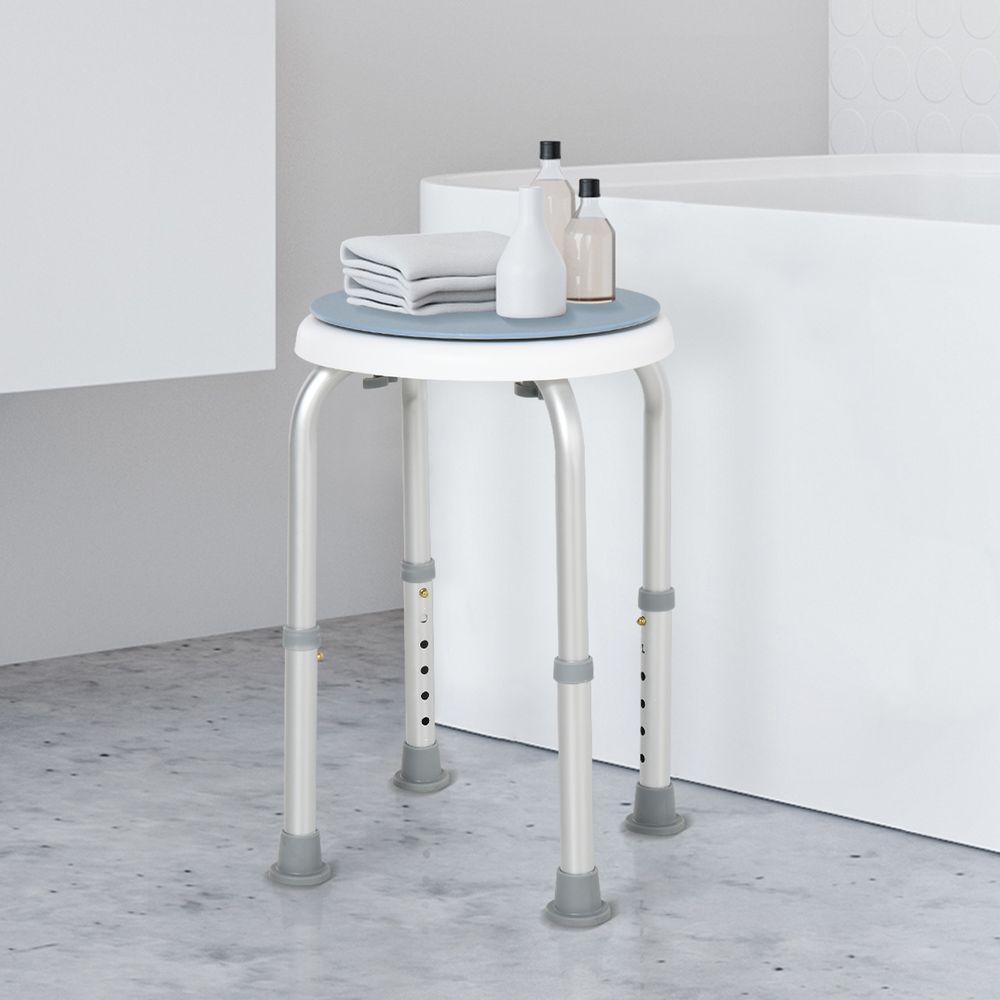 HOMCOM 360° Swivel Seat Bath Shower Stool Adjustable Height w/Aluminium Frame Non-Slip Feet Chair Safe Support Home Assistance