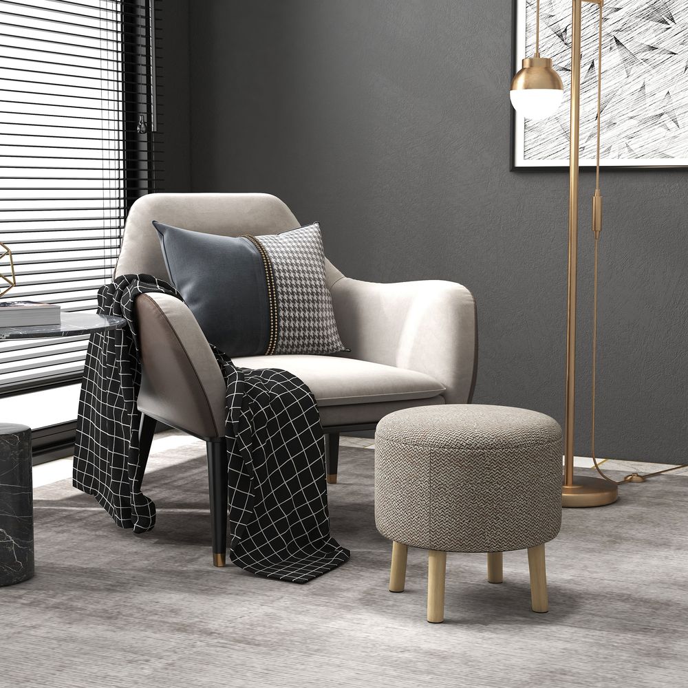 HOMCOM Storage Ottoman, Round Stool Chair with Cushioned Top, Hidden Space