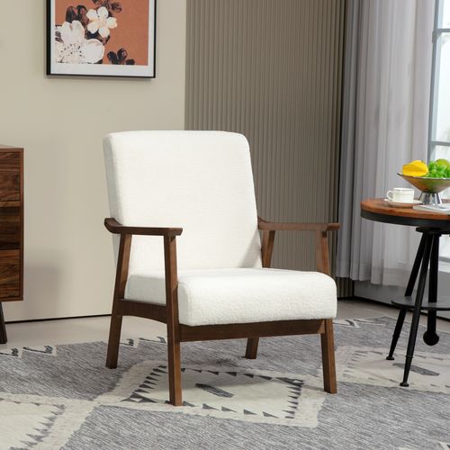 HOMCOM Boucle Accent Chair Armchair W/ Wide Seat for Living Room Bedroom