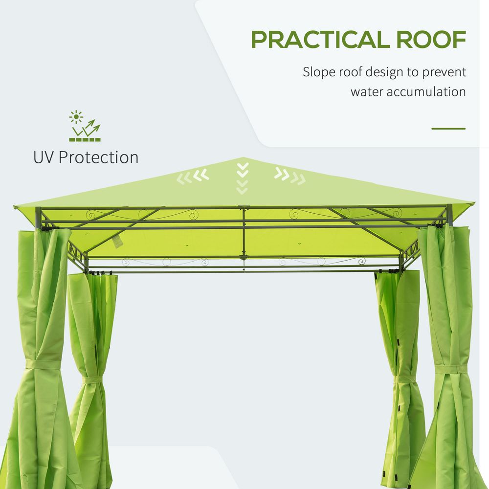 Garden Metal Gazebo Party Tent Canopy Shelter Pavilion Sidewalls-Lemon Green