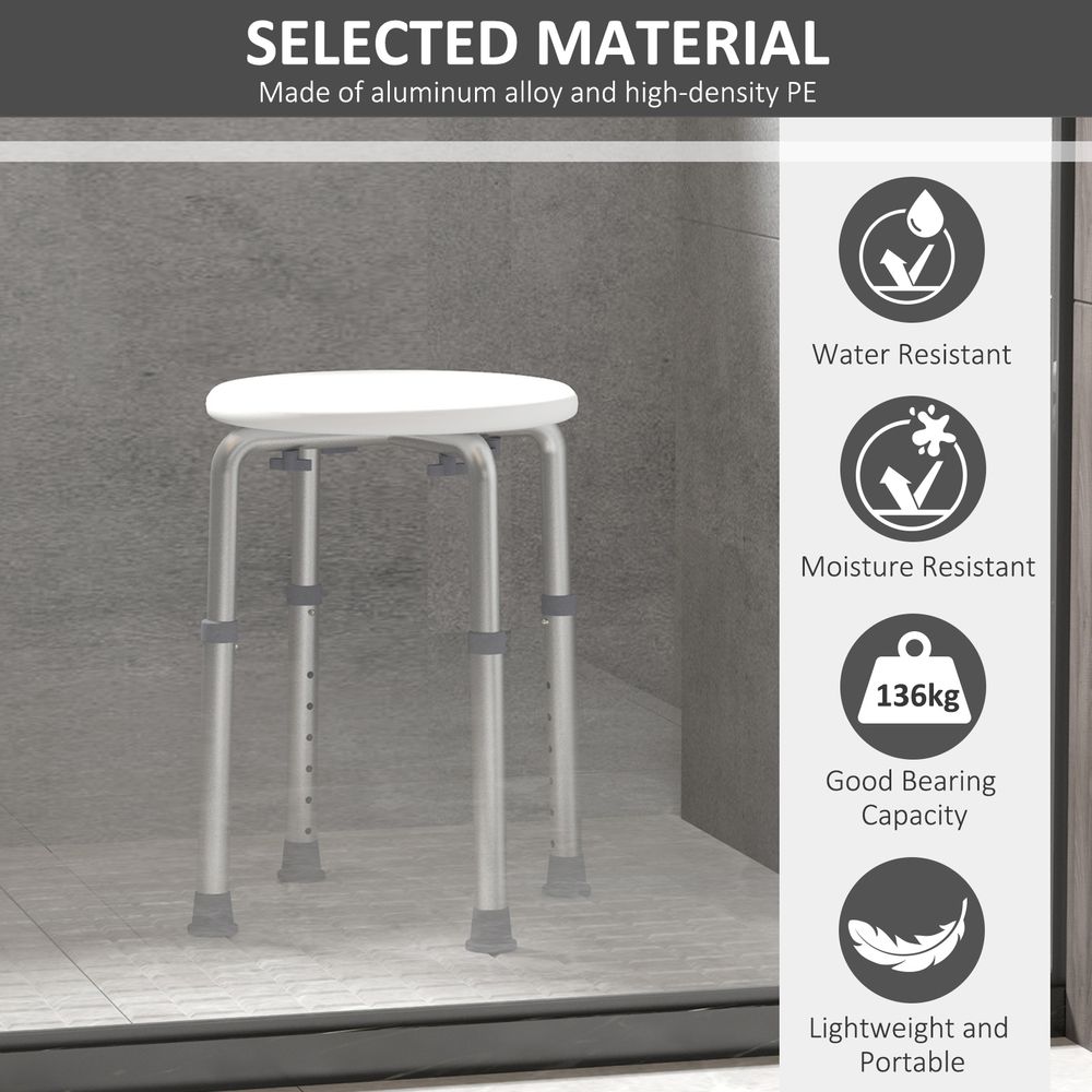 HOMCOM Bath Chair Shower Seat Safety Bathroom Elderly Aids Adjustable Positions White