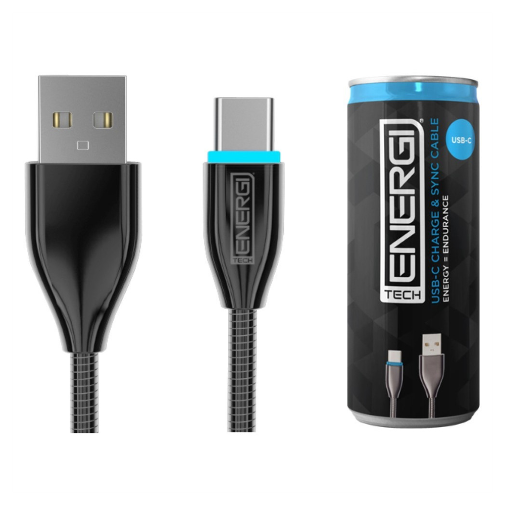 Tech Energi USB-C Cable - 1.2M - Black | Lifetime Warranty | Fast Charge & Sync | Durable Construction