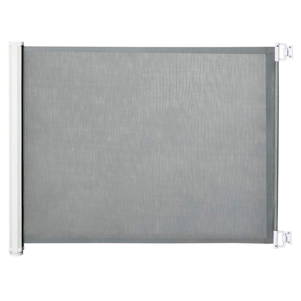 PawHut Retractable Pet Safety Gate, Folding Stair Barrier, Guard Door - Grey