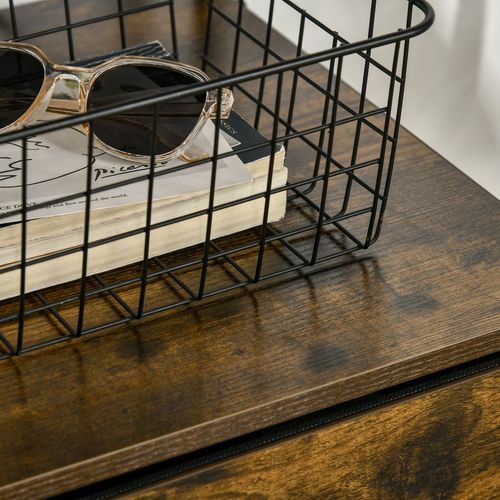 HOMCOM Industrial Storage Cabinet with 2 Shelves 3 Fabric Drawers Rustic Brown