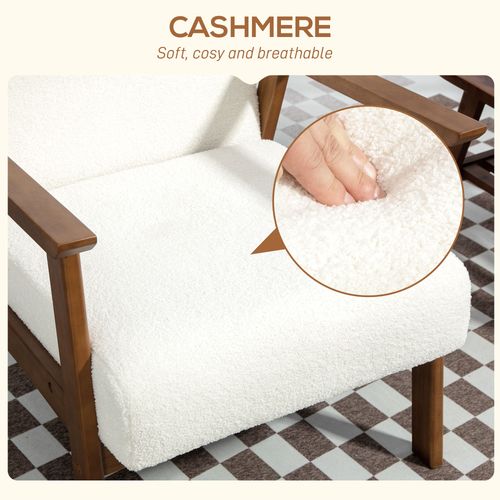 HOMCOM Boucle Accent Chair Armchair W/ Wide Seat for Living Room Bedroom