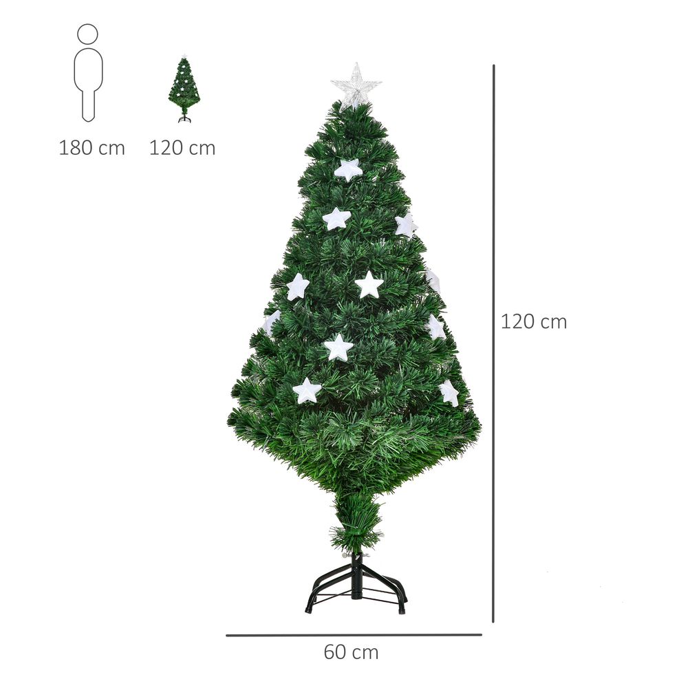 4FT Prelit Artificial Christmas Tree Fibre Star Xmas LED Light Indoor Green