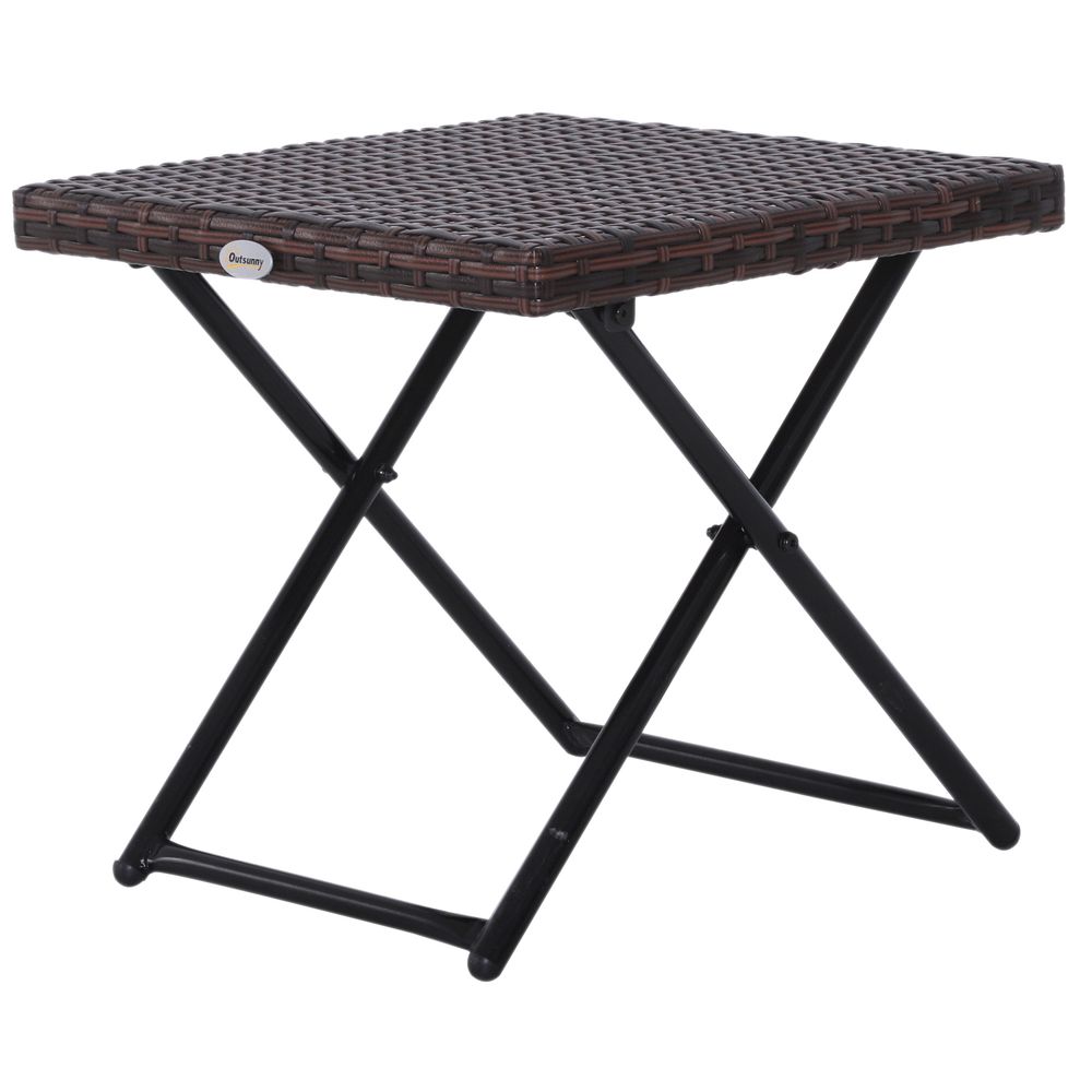 Premium Folding Square Rattan Coffee Table - Outdoor Bistro Balcony Garden - High-Quality Steel Frame - Weather Resistant