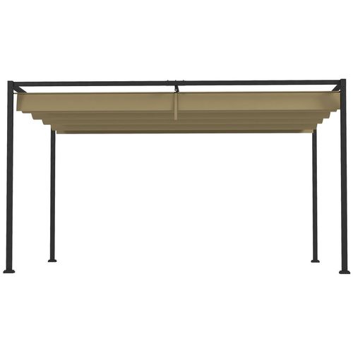 Outsunny 4x3(m) Metal Pergola Gazebo Patio Sunshelter Retractable Canopy Khaki
