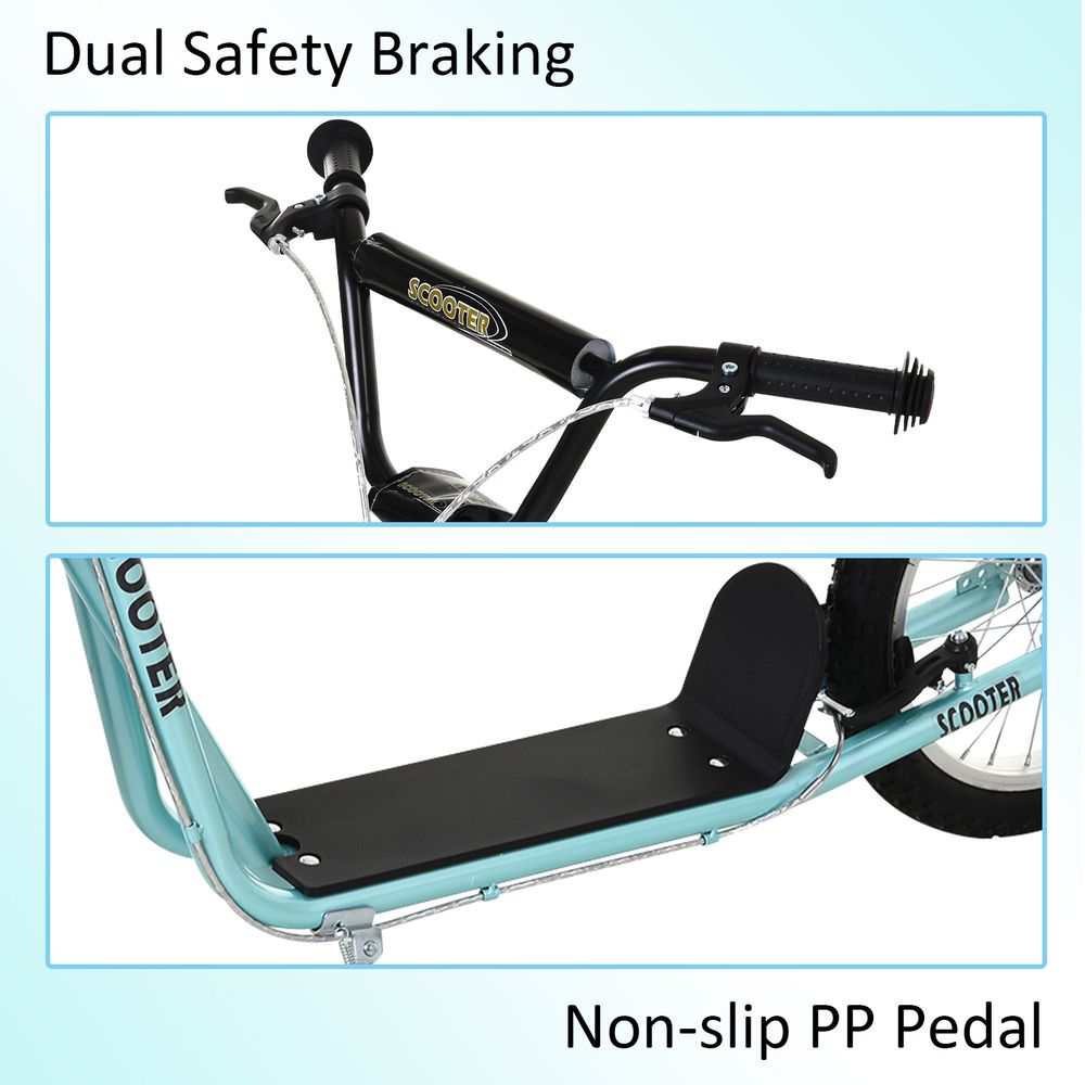HOMCOM Kick Scooters for Kids with Adjustable Height, Anti-Slip Deck, Dual Brakes, Rubber Tyres, for Boys and Girls Aged 5+ Years Old - Blue