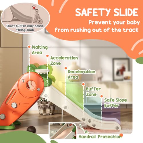 AIYAPLAY 3 in 1 Kids Slide, Carrot-themed Foldable Indoor Slide for 1-3 Years