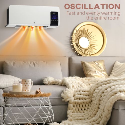 HOMCOM 2000W Wall Mounted Ceramic Heater with Remote Control for Home