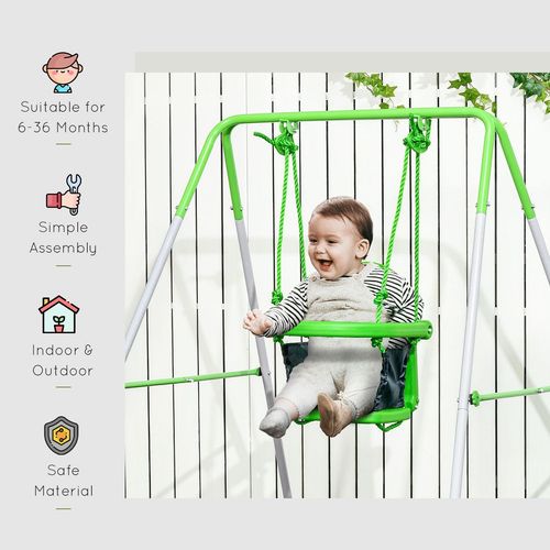 Outsunny Nursery Swing with Safety Seat Belt, Support Back for Indoor Outdoor