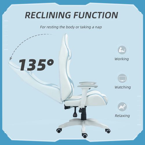 HOMCOM Gaming Chair for Adults Faux Leather Computer Chair w/ 3D Armrests Pink