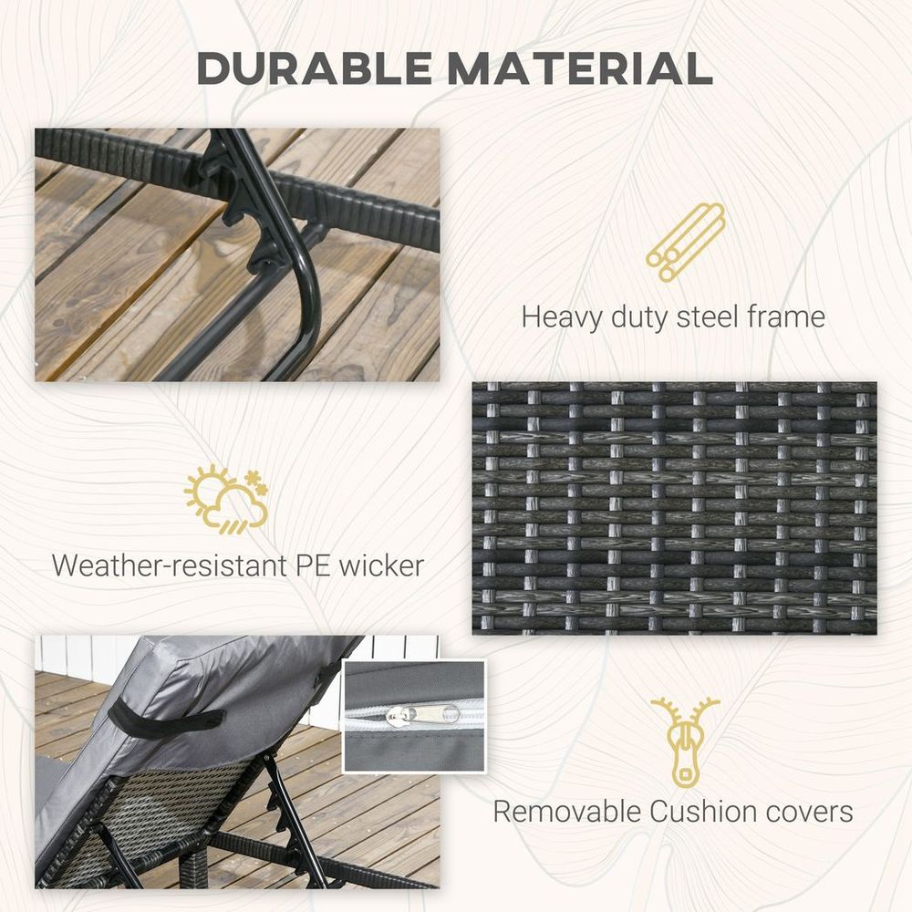 Premium Outsunny Rattan Sun Loungers - Poolside Luxury with Padded Cushion