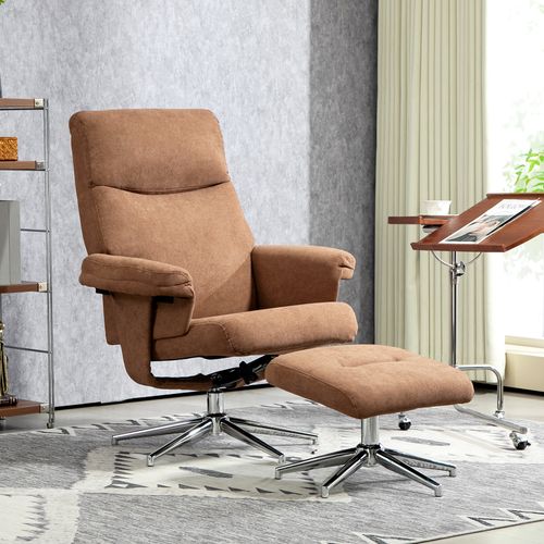 HOMCOM Recliner Chair with Footstool with Adjustable Back