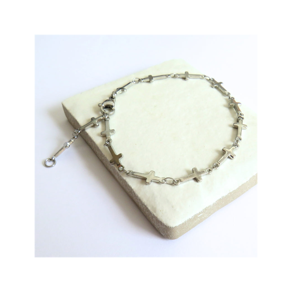 Cross Chain Silver Bracelet | Ideal Gift for Girl or Woman
