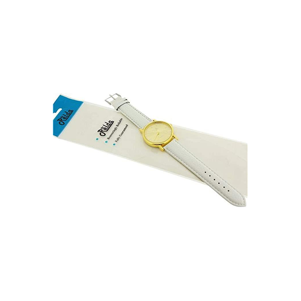 Relda Women Jumbo Goldtone Dial & Leather Strap Watch - White REL63