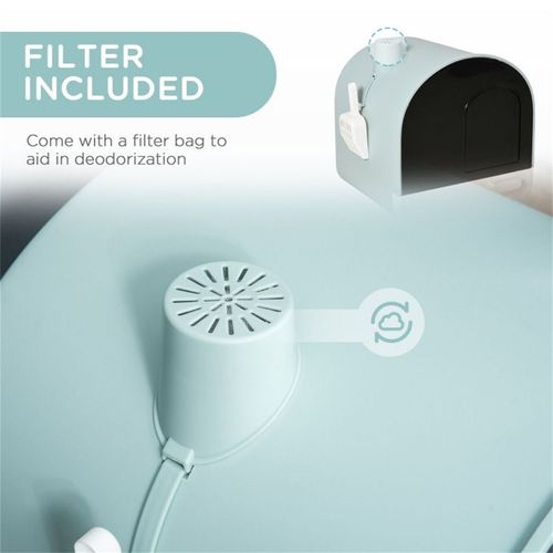 PawHut Cat Litter Box Kitten Litter Tray w/Hood, Scoop, Filter, Flap Door, 43 x 44 x 47cm - Green