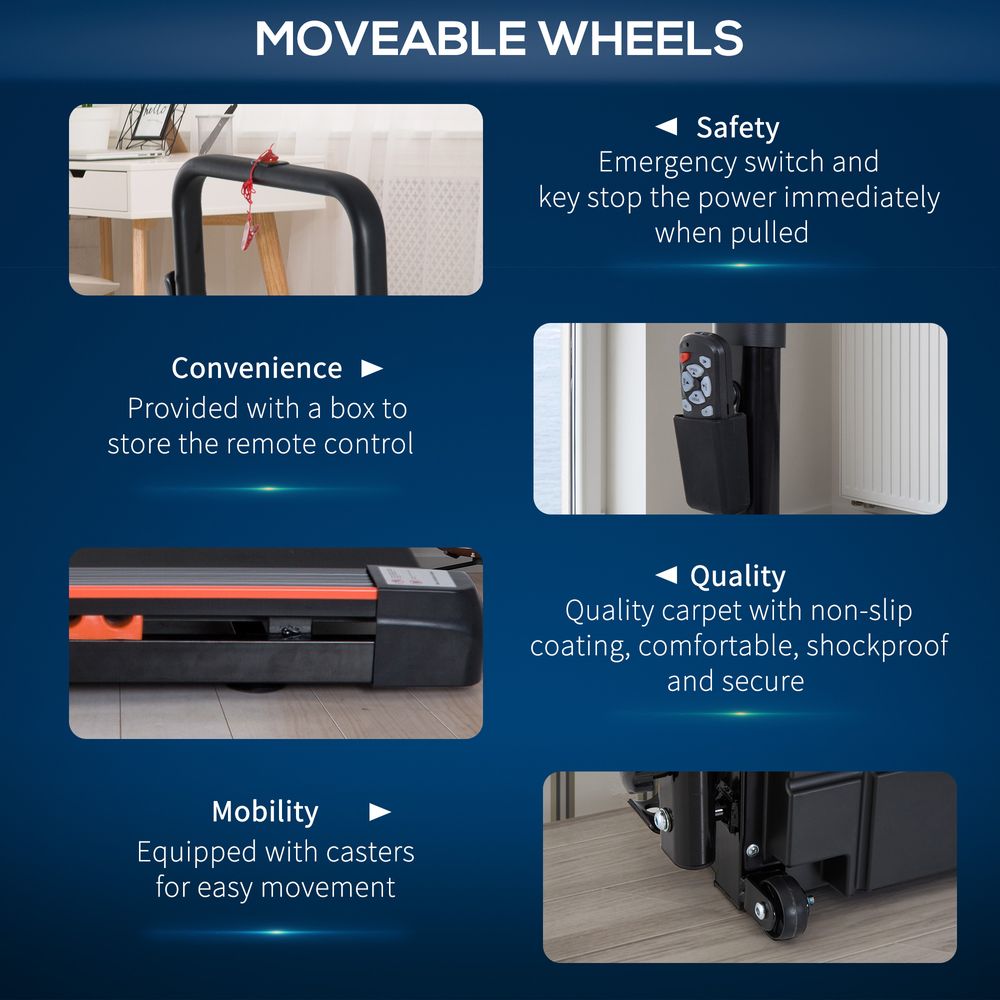 HOMCOM Electric Motorised Treadmill Walking Machine Foldable - 0.5hp | 1 to 6 km/h | Indoor Gym Fitness Exercise with Remote Control