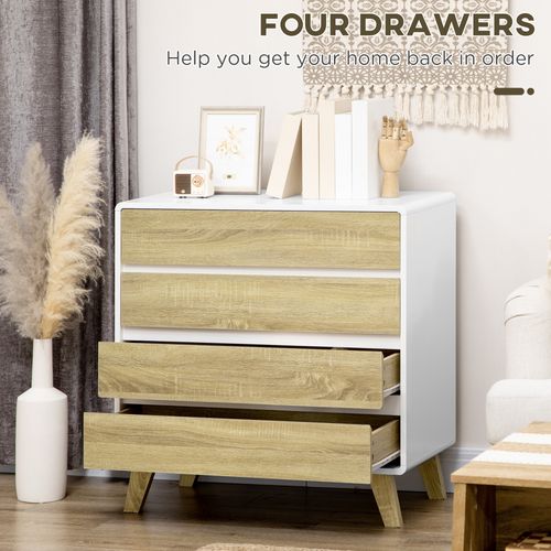 HOMCOM Chest of Drawers, 4 Drawer Storage Cabinet Organiser for Bedroom