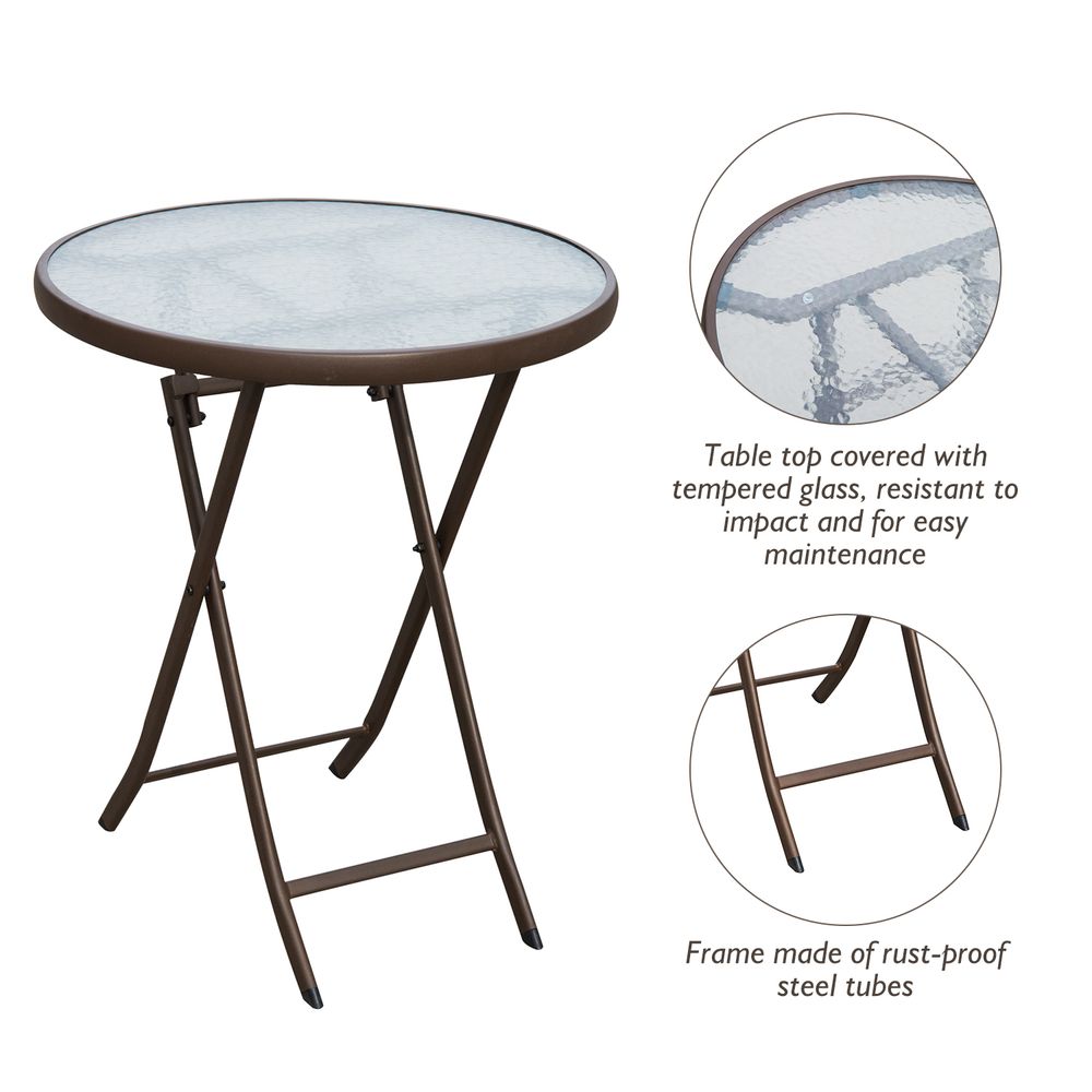 Outsunny 3pc Wicker Rattan Bistro Set - Brown: Foldable, Weather-Resistant, Lightweight