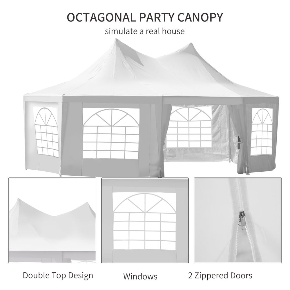 Extra Large Octagonal Party Tent - 6.8m x 5m - High Quality & Waterproof - Ideal for Weddings and Events