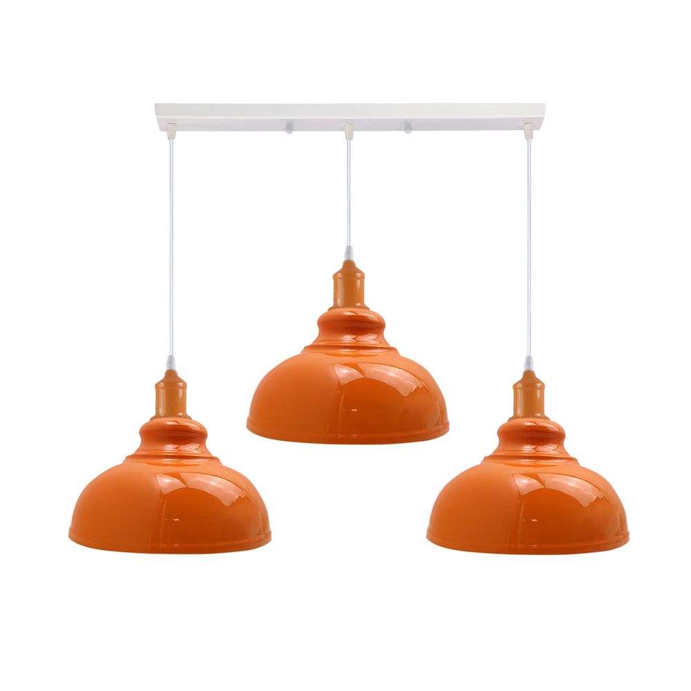 Industrial Vintage Loft Kitchen Bar 3 Lights Fittings Ceiling Curvy Metal E27